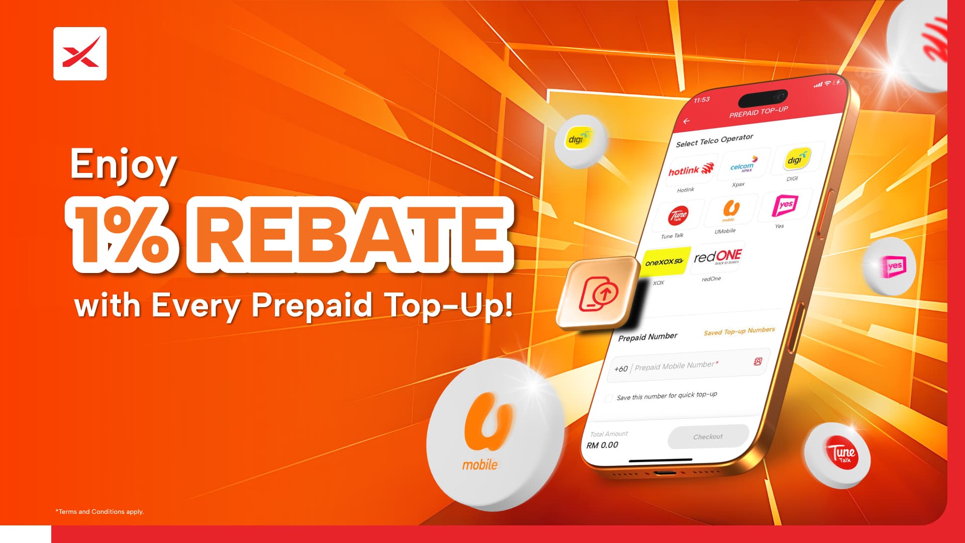 You can now top-up your mobile number anytime, anywhere, with MoneyX!